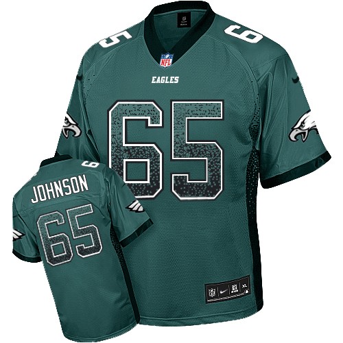 Men's Elite Lane Johnson Nike Jersey Midnight Green - #65 Drift Fashion NFL Philadelphia Eagles